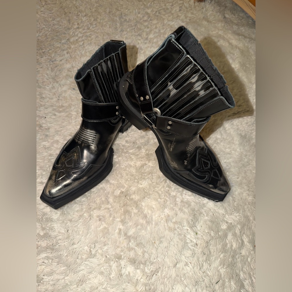 🆕🖤 ZARA  black cowboy boots style - Picture 6 of 11